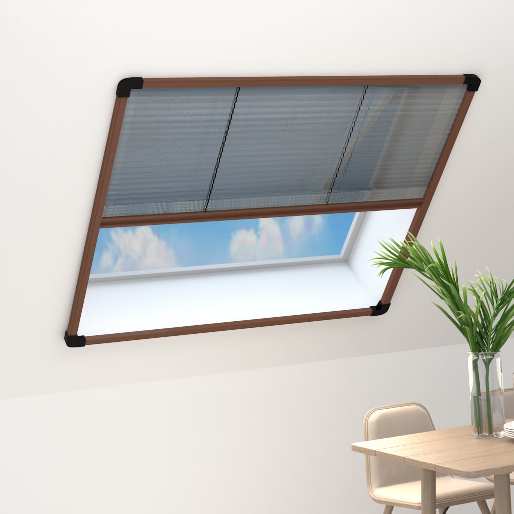 Insektenschutz-Plissee für Fenster Aluminium Braun 120x120 cm