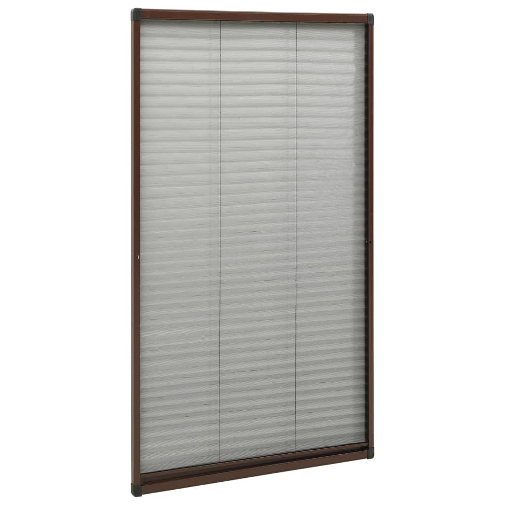 Insektenschutz-Plissee für Fenster Aluminium Braun 80x160 cm