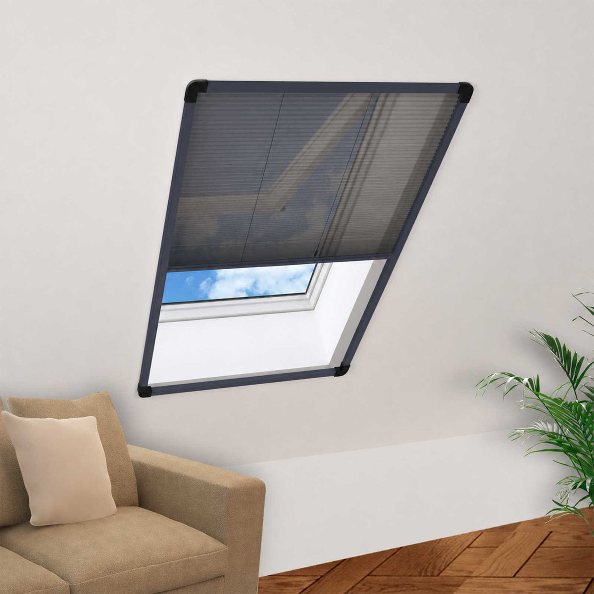 Insektenschutz-Plissee für Fenster Aluminium Anthrazit 60x80cm