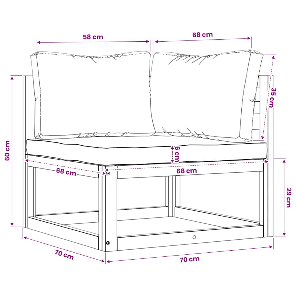 4-tlg. Garten-Lounge-Set mit Auflagen Massivholz Akazie