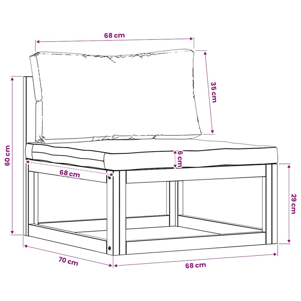 4-tlg. Garten-Lounge-Set mit Auflagen Massivholz Akazie
