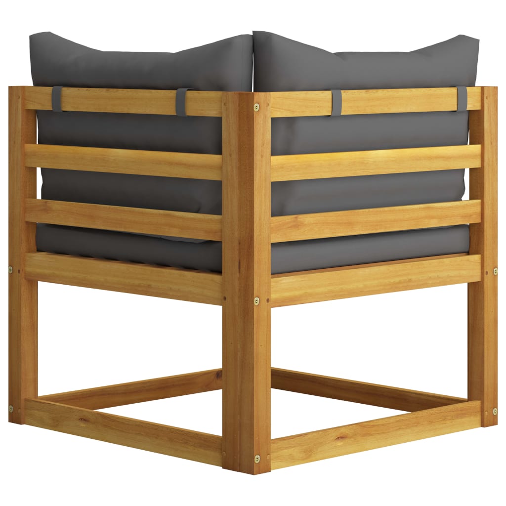 Canapé de jardin 3 places avec coussin en bois d'acacia massif