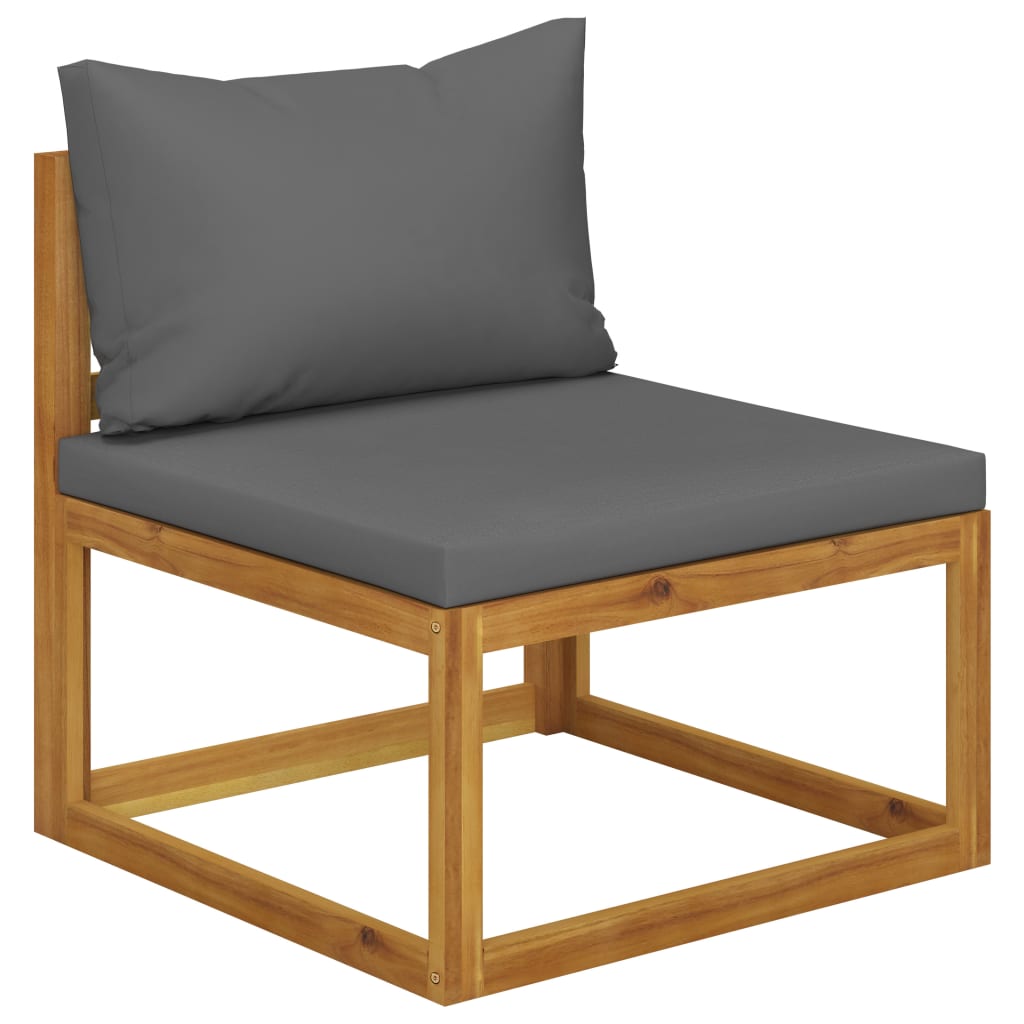 Canapé de jardin 3 places avec coussin en bois d'acacia massif