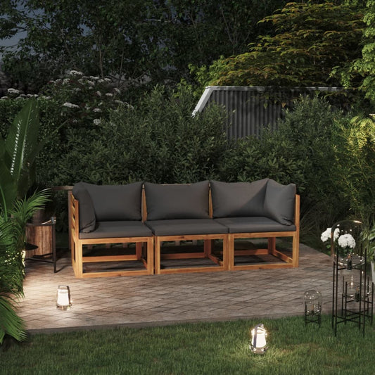 Canapé de jardin 3 places avec coussin en bois d'acacia massif