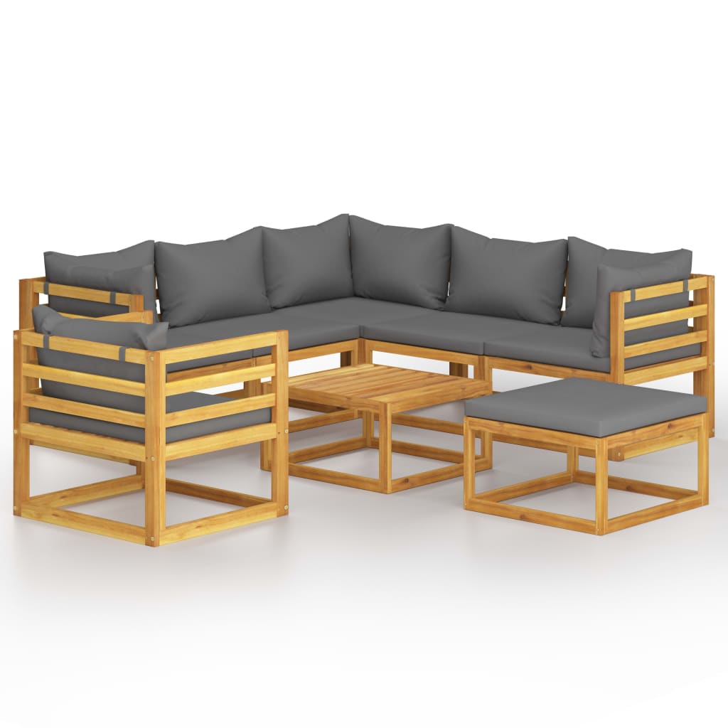 8-tlg. Garten-Lounge-Set mit Auflagen Massivholz Akazie