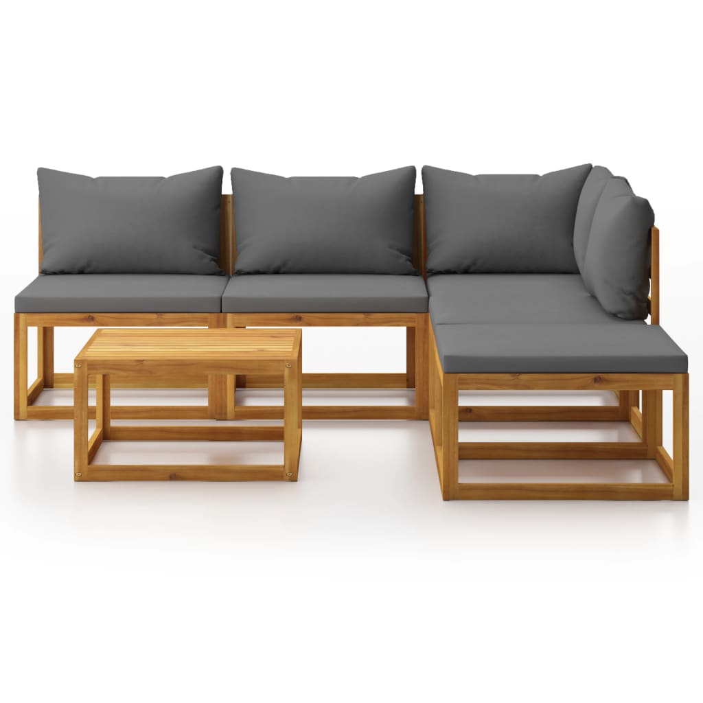 6-tlg. Garten-Lounge-Set mit Auflagen Massivholz Akazie
