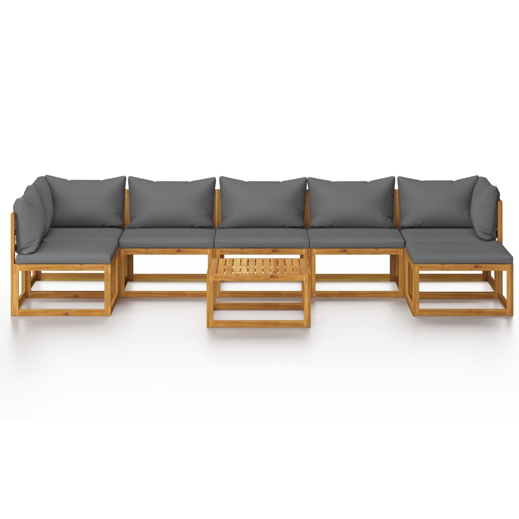 8-tlg. Garten-Lounge-Set mit Auflagen Massivholz Akazie