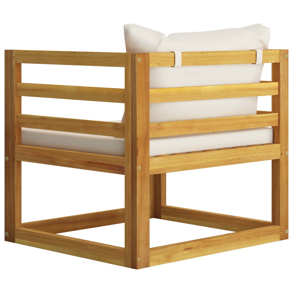 6-tlg. Garten-Lounge-Set mit Auflagen Creme Massivholz Akazie