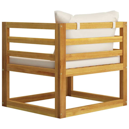 6-tlg. Garten-Lounge-Set mit Auflagen Creme Massivholz Akazie