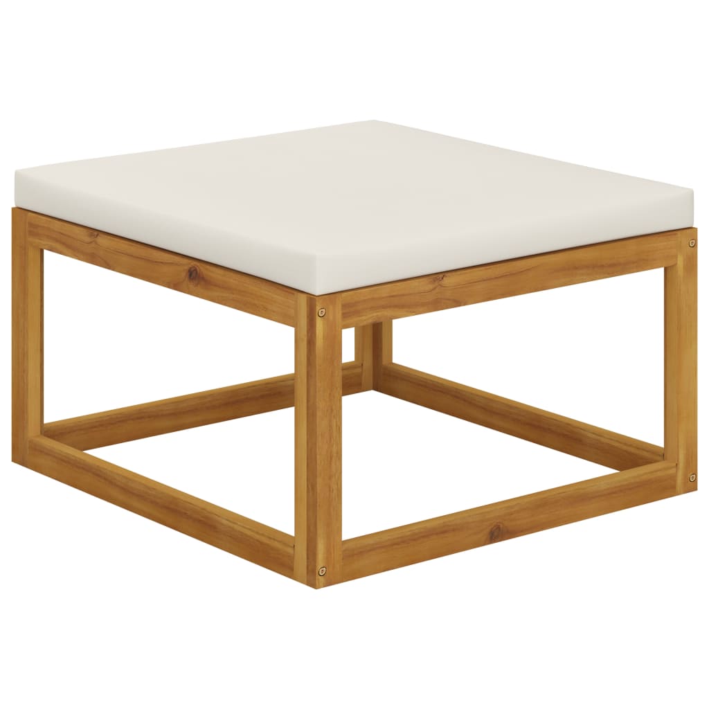 6-tlg. Garten-Lounge-Set mit Auflagen Creme Massivholz Akazie