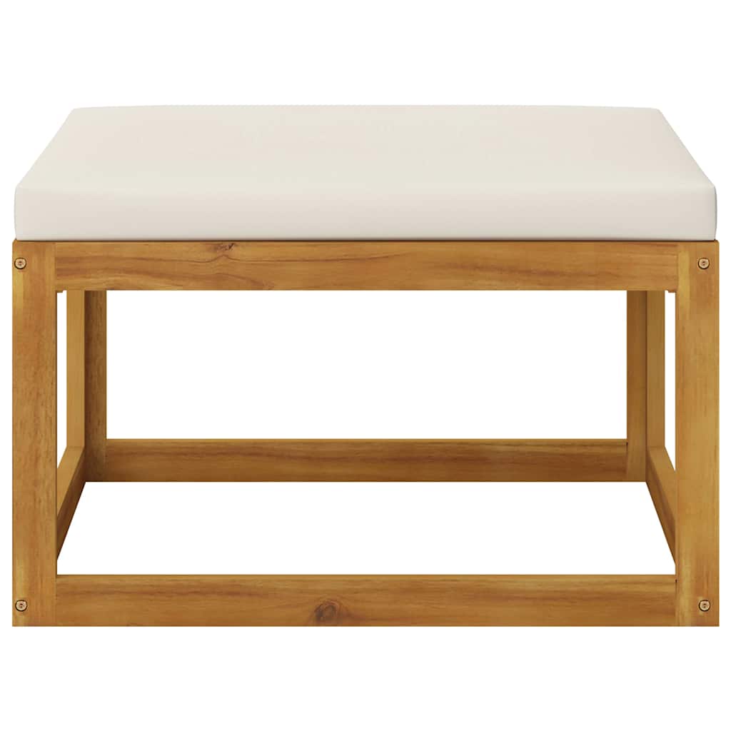 6-tlg. Garten-Lounge-Set mit Auflagen Creme Massivholz Akazie