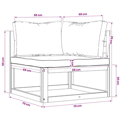 5-tlg. Garten-Lounge-Set mit Auflagen Creme Massivholz Akazie