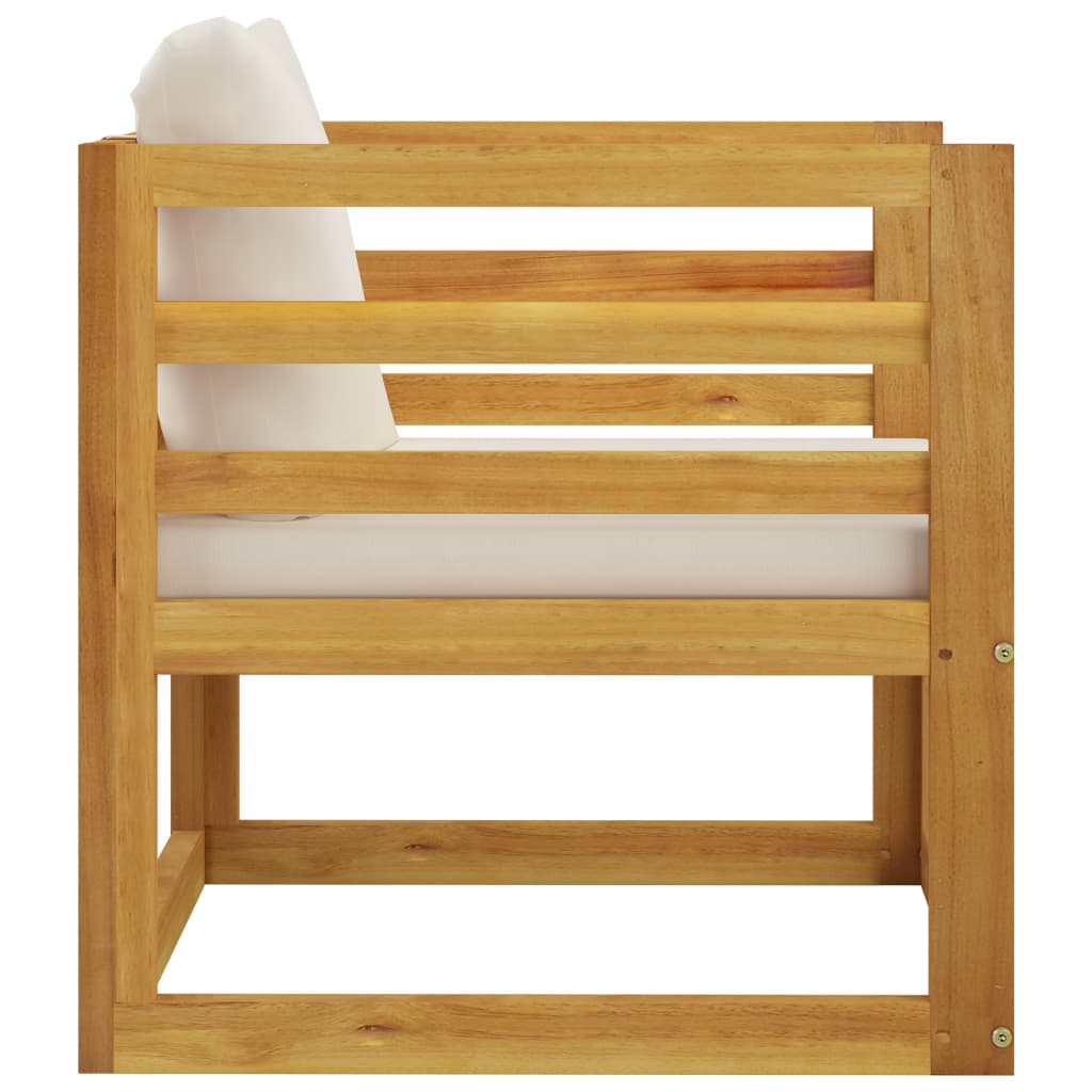 7-tlg. Garten-Lounge-Set mit Auflagen Creme Massivholz Akazie