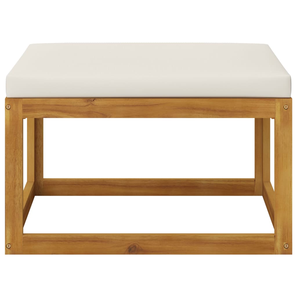 8-tlg. Garten-Lounge-Set mit Auflagen Creme Massivholz Akazie