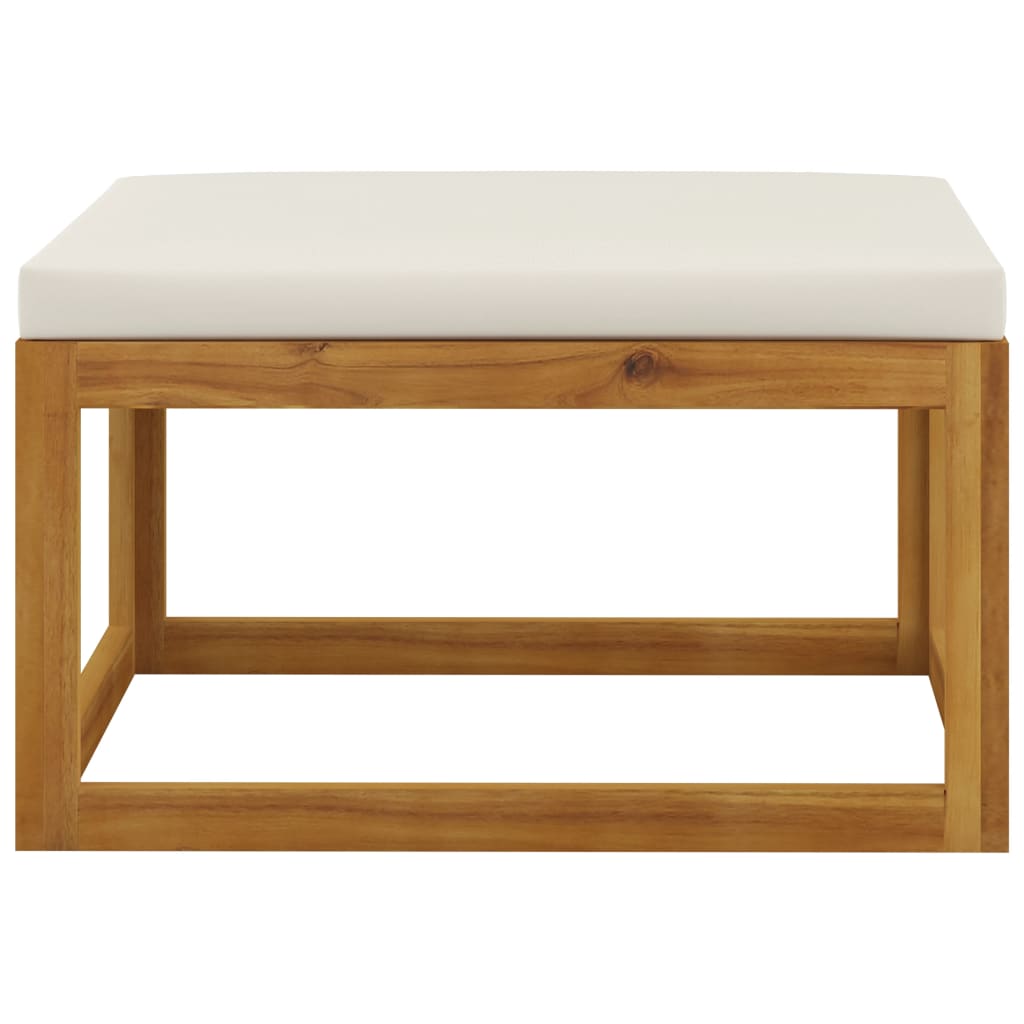 7-tlg. Garten-Lounge-Set mit Auflagen Creme Massivholz Akazie