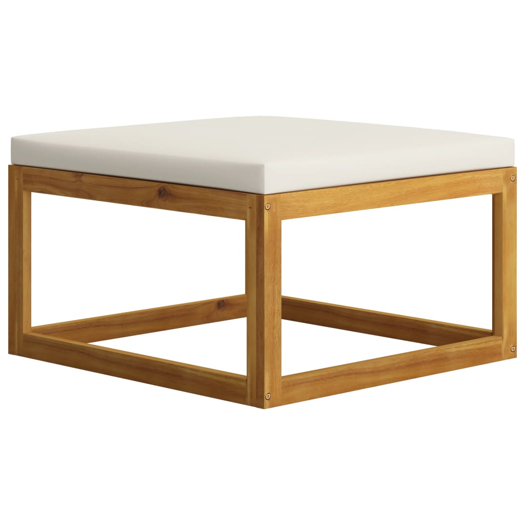7-tlg. Garten-Lounge-Set mit Auflagen Creme Massivholz Akazie