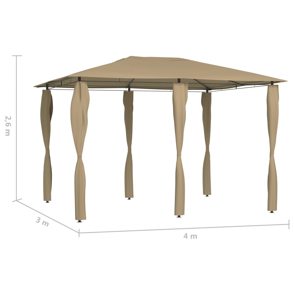 Tonnelle avec couvre-poteaux 3x4x2,6 m taupe 160 g/m²