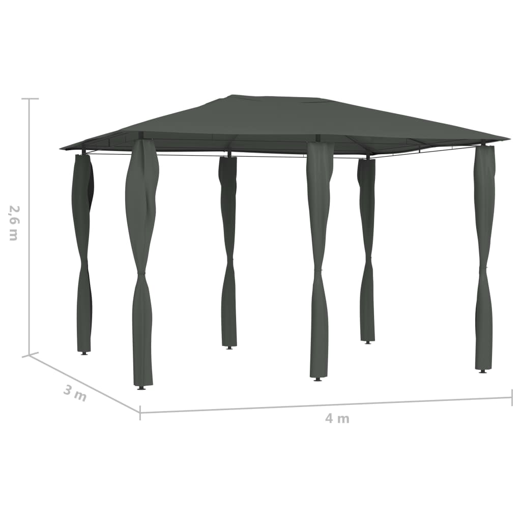 Tonnelle avec couvre-poteaux 3x4x2,6 m anthracite 160 g/m²