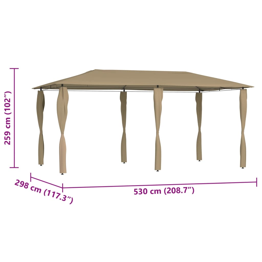 Tonnelle avec couvre-poteaux 3x6x2,6 m taupe 160 g/m²