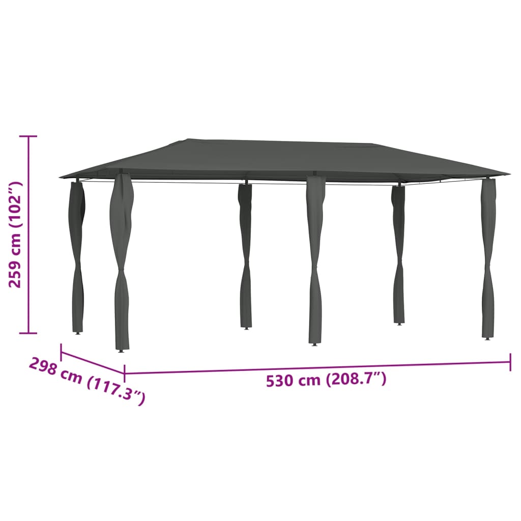 Pavillon mit Pfostenverkleidung 2,98x5,3x2,59 m Grau 160 g/m²