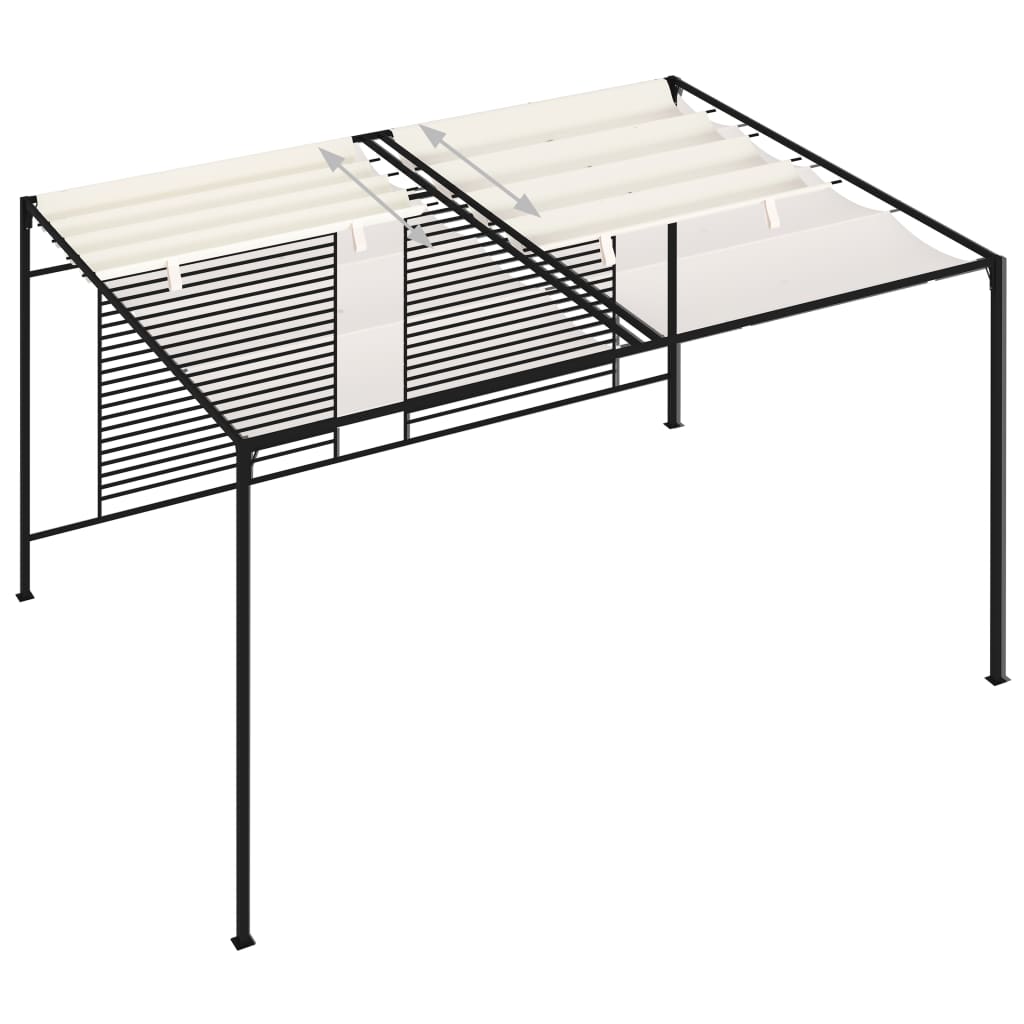 Gazebo avec toit extensible 3x4x2,3 m blanc crème 180 g/m²