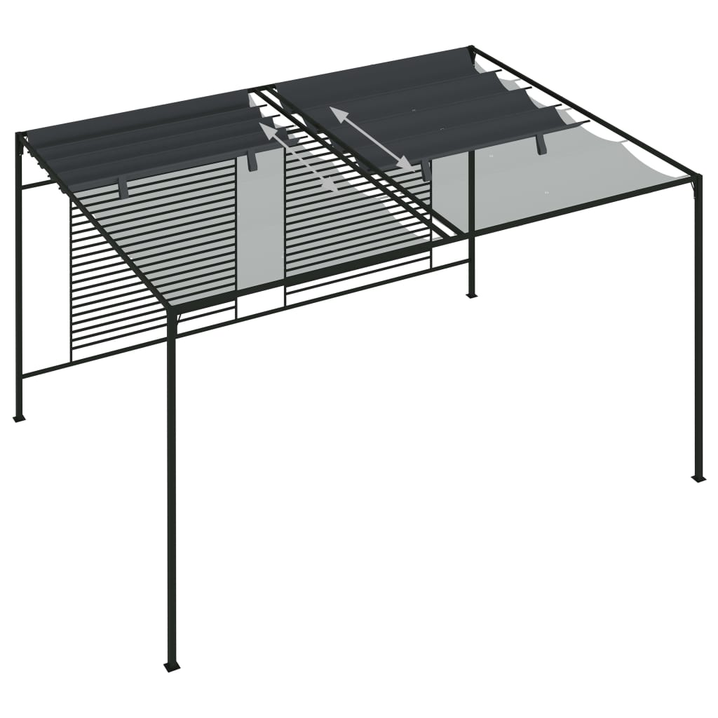 Tonnelle avec toit extensible 4x3x2,3 m anthracite 180 g/m²