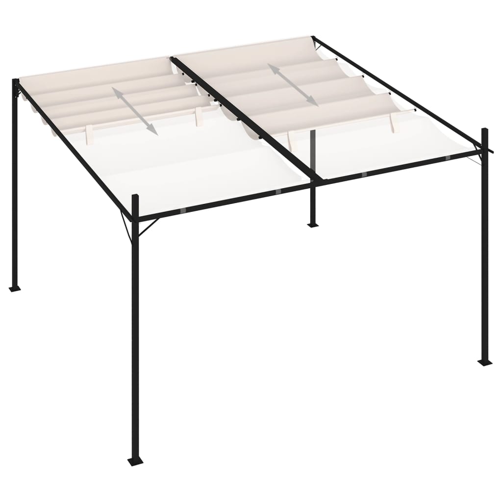 Pavillon mit Ausziehbarem Dach 300x300x233 cm Creme
