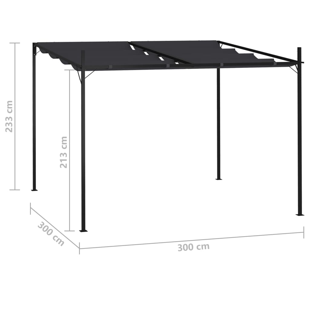 Pavillon mit Ausziehbarem Dach 300x300x233 cm Anthrazit