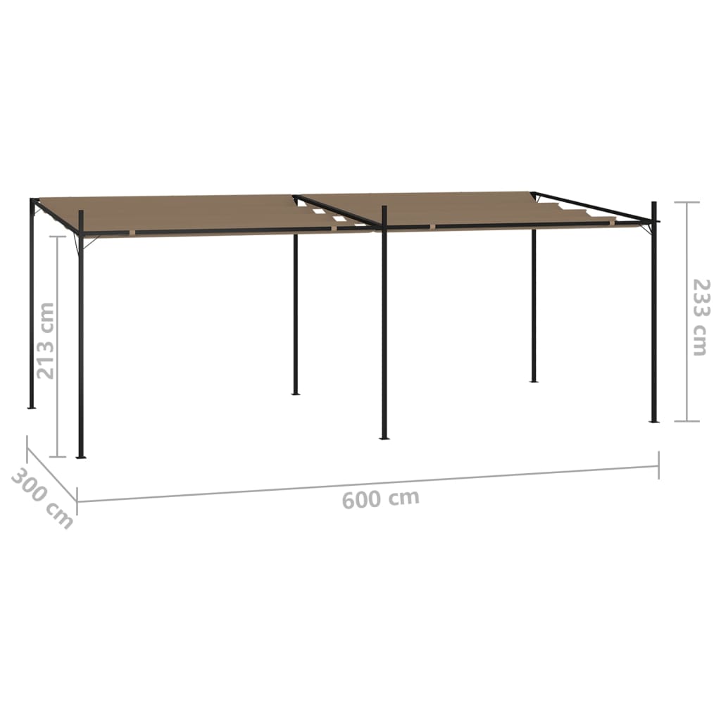 Pavillon mit Ausziehbarem Dach 600x300x233 cm Taupe