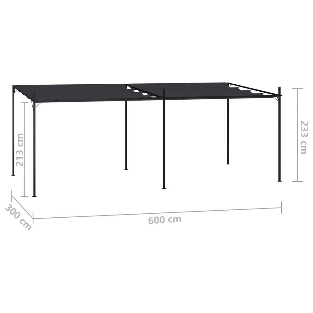 Pavillon mit Ausziehbarem Dach 600x300x233 cm Anthrazit