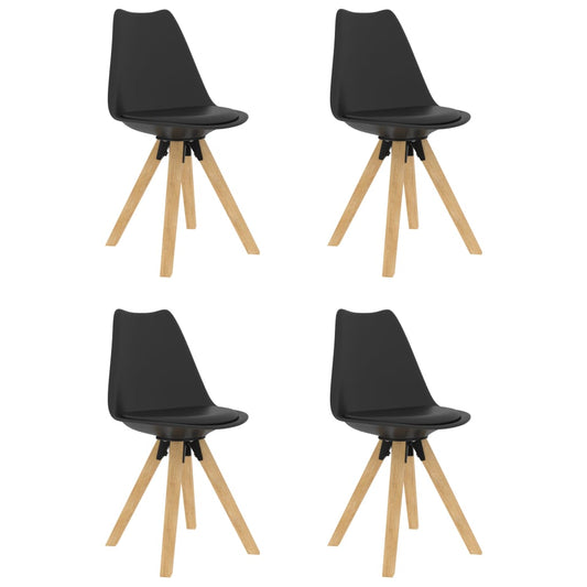 Esszimmerstühle 4 Stk. Schwarz PP und Massivholz Buche