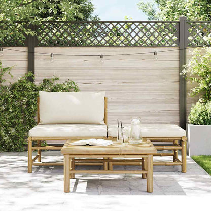 3-tlg. Garten-Lounge-Set mit Kissen Bambus