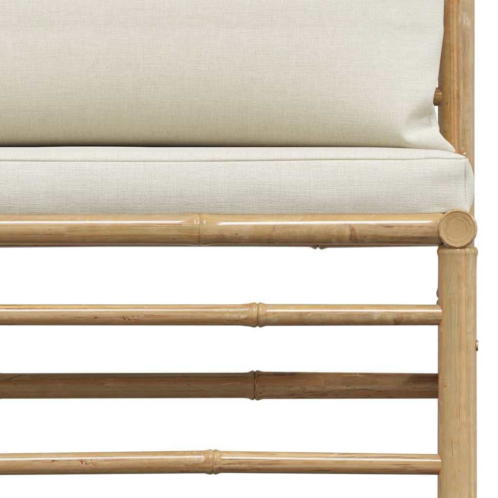 3-tlg. Garten-Lounge-Set mit Kissen Bambus