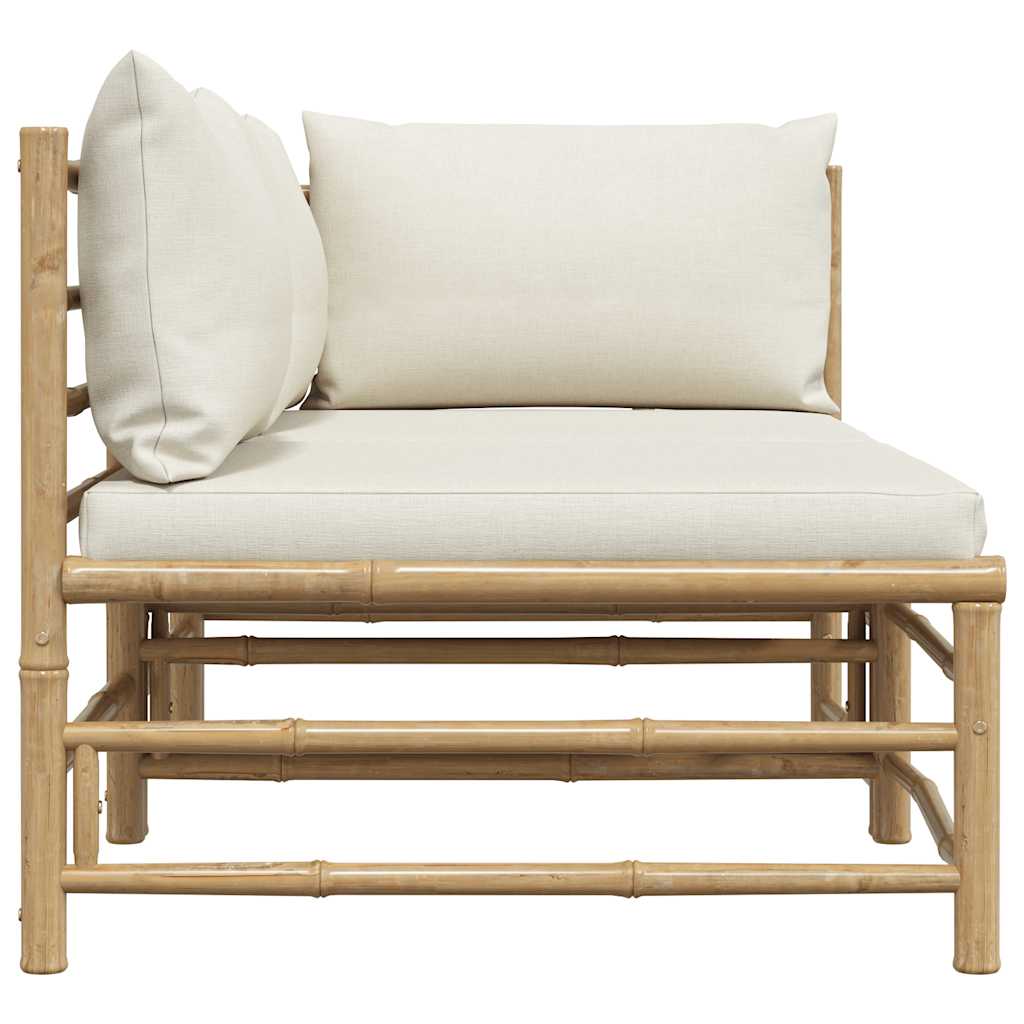 2-tlg. Garten-Lounge-Set mit Kissen Cremeweiß Bambus