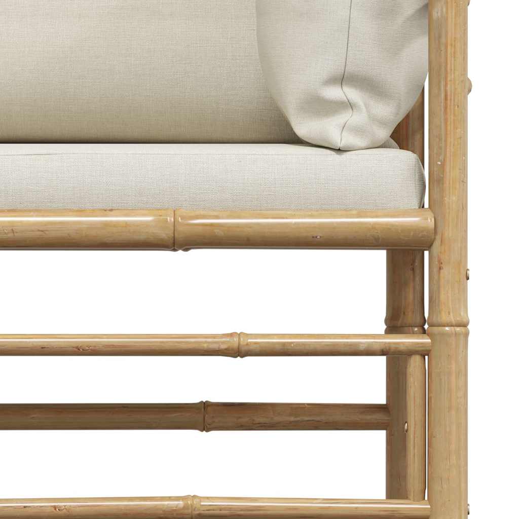 Gartensofa mit Kissen Cremeweiß Bambus