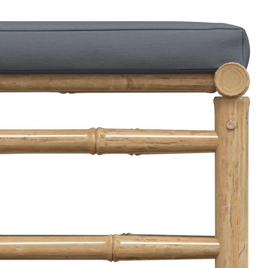 3-tlg. Garten-Lounge-Set mit Dunkelgrauen Kissen Bambus