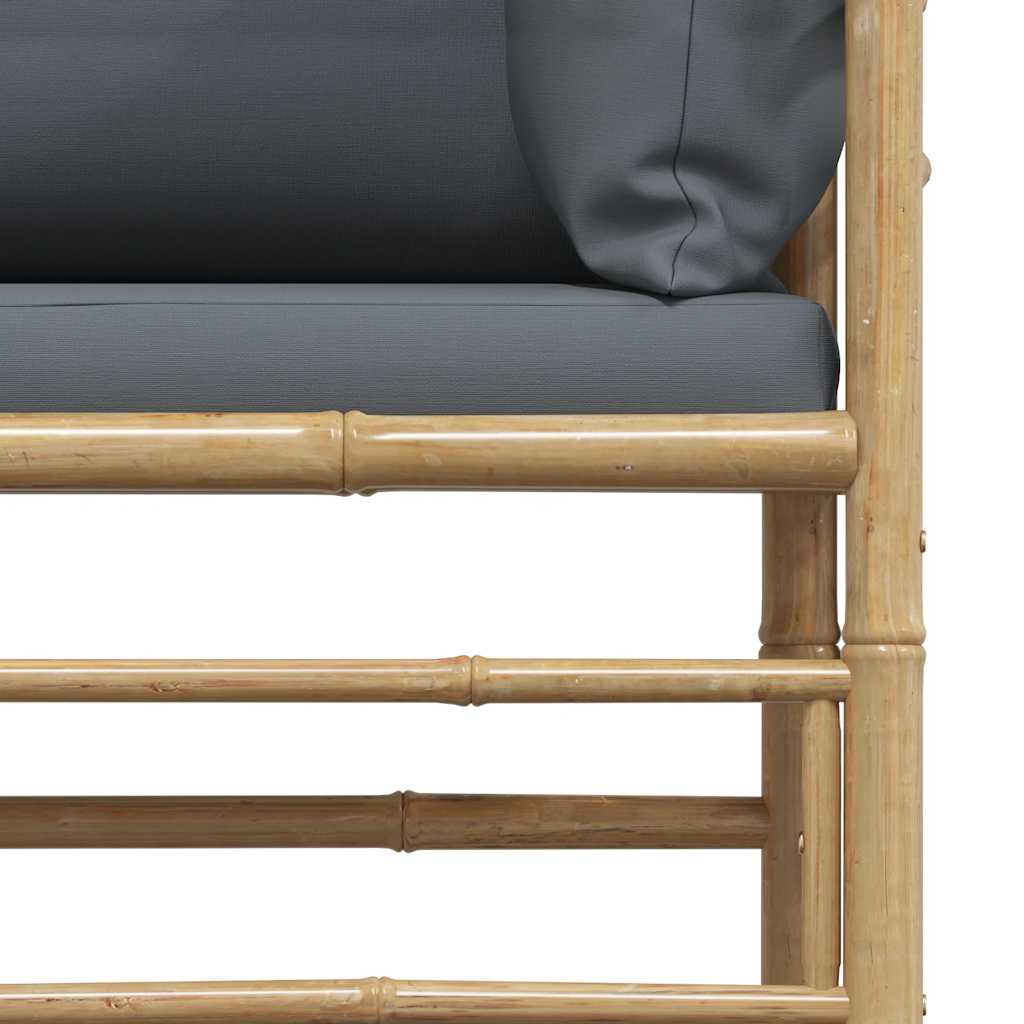 2-tlg. Garten-Lounge-Set mit Dunkelgrauen Kissen Bambus