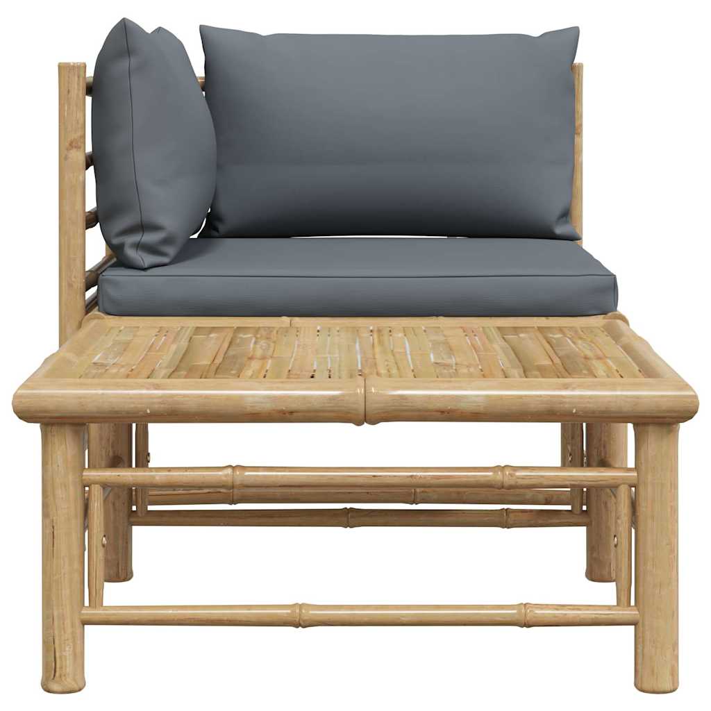 2-tlg. Garten-Lounge-Set mit Dunkelgrauen Kissen Bambus