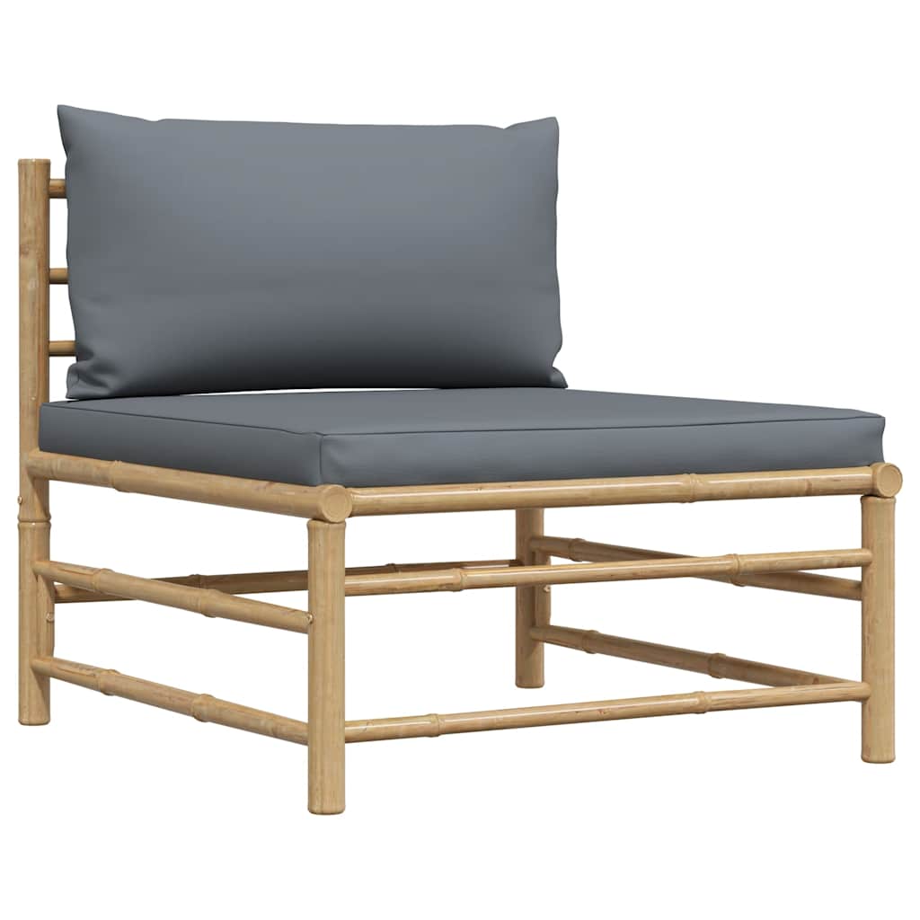 Garten-Mittelsofa mit Dunkelgrauen Kissen Bambus