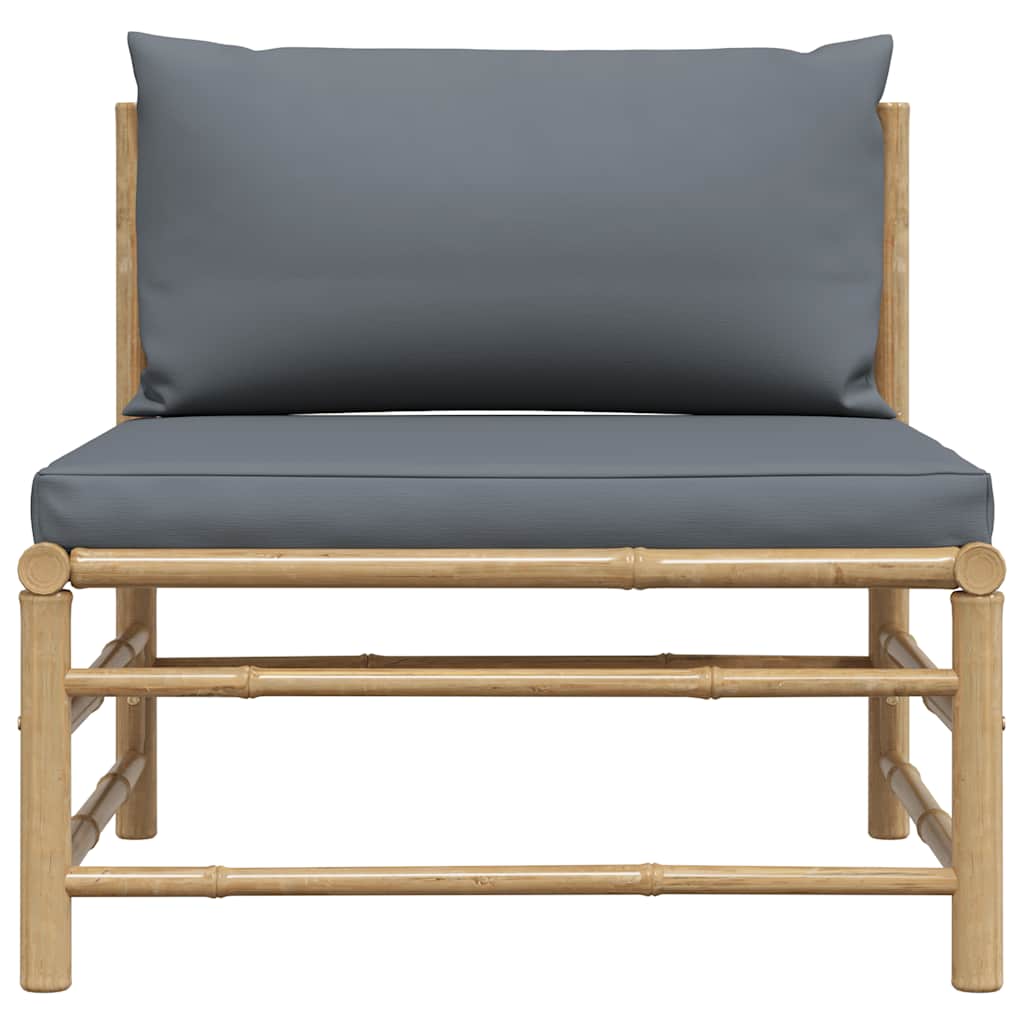 Garten-Mittelsofa mit Dunkelgrauen Kissen Bambus