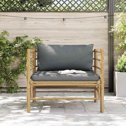 Gartensofa mit Dunkelgrauen Kissen Bambus