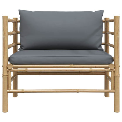 Gartensofa mit Dunkelgrauen Kissen Bambus