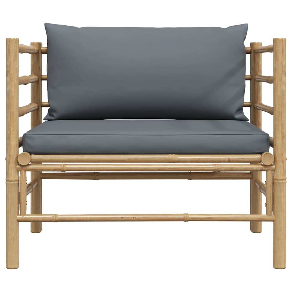 Gartensofa mit Dunkelgrauen Kissen Bambus