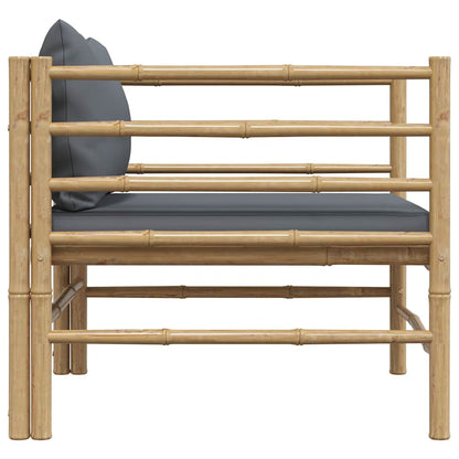 Gartensofa mit Dunkelgrauen Kissen Bambus