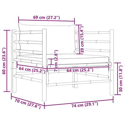 Gartensofa mit Dunkelgrauen Kissen Bambus