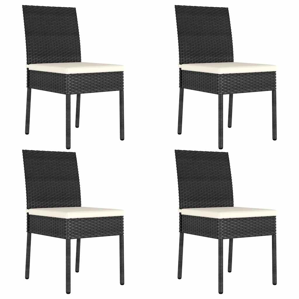 Garten-Essstühle 4 Stk. Poly Rattan Schwarz