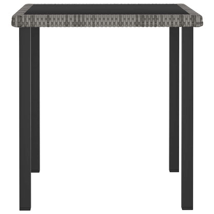 Garten-Esstisch Grau 70x70x73 cm Poly Rattan