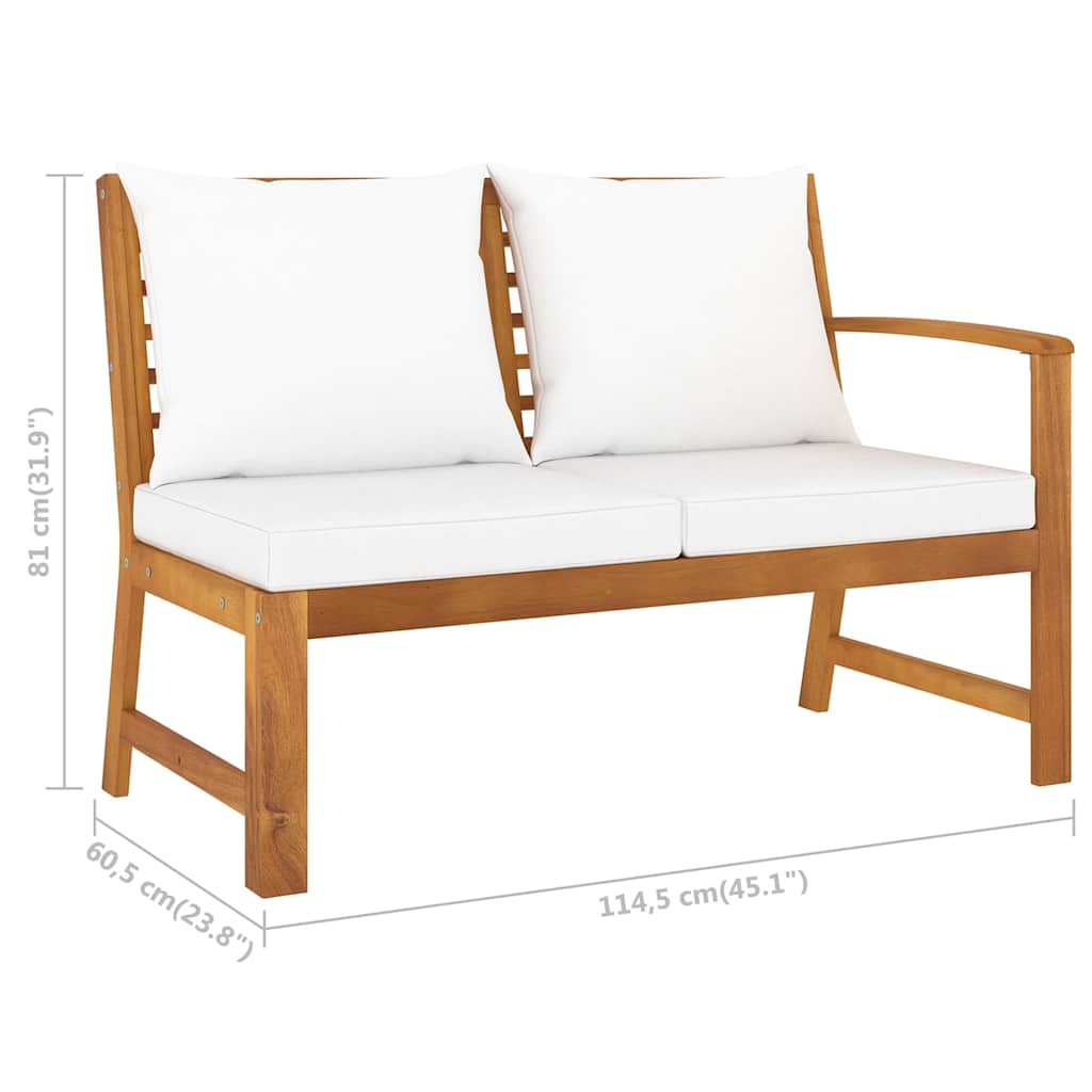 4-tlg. Garten-Lounge-Set mit Auflagen Creme Massivholz Akazie