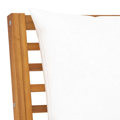 5-tlg. Garten-Lounge-Set mit Auflagen Creme Massivholz Akazie