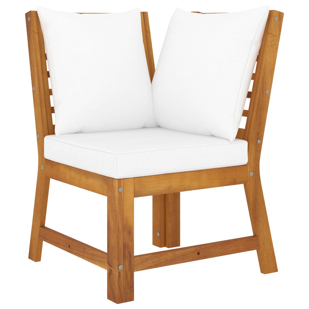 5-tlg. Garten-Lounge-Set mit Auflagen Creme Massivholz Akazie